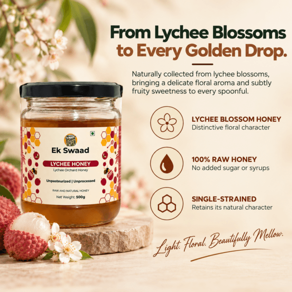 Natural, pure lychee honey